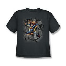 Superman Shirt Kids Make A Hole Charcoal T-Shirt