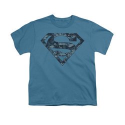 Superman Shirt Kids Navy Digi Camo Shield Slate T-Shirt