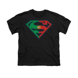 Superman Shirt Kids Portugal Shield Black T-Shirt