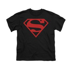 Superman Shirt Kids Red Shield Black T-Shirt