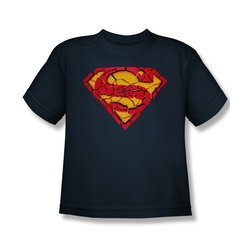 Superman Shirt Kids Shattered Shield Navy T-Shirt