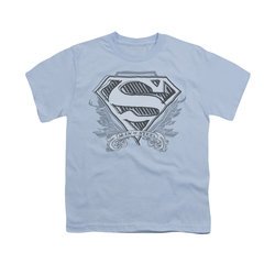 Superman Shirt Kids Sketchy Crest Light Blue T-Shirt