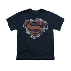 Superman Shirt Kids Storm Clouds Navy T-Shirt