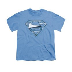 Superman Shirt Kids Tribal Chrome Carolina Blue T-Shirt