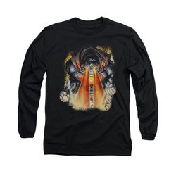 Superman Shirt Laser Eyes Long Sleeve Black Tee T-Shirt