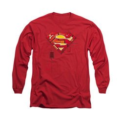 Superman Shirt Mech Shield Long Sleeve Red Tee T-Shirt