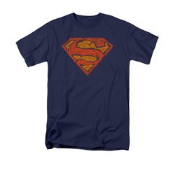 Superman Shirt Messy Shield Navy T-Shirt