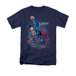 Superman Shirt Over The City Navy T-Shirt