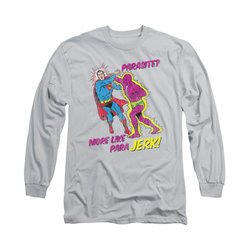 Superman Shirt Parajerk Long Sleeve Silver Tee T-Shirt