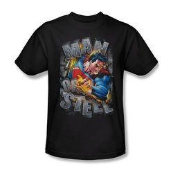 Superman Shirt Ripping Steel Black T-Shirt