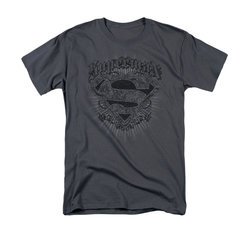 Superman Shirt Scrolling Shield Charcoal T-Shirt