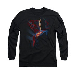 Superman Shirt Shadows Long Sleeve Black Tee T-Shirt