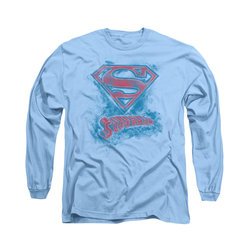 Superman Shirt Sketchy Long Sleeve Carolina Blue Tee T-Shirt