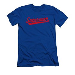 Superman Shirt Slim Fit Baseball Logo Royal Blue T-Shirt