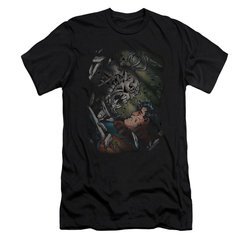 Superman Shirt Slim Fit Battle Black T-Shirt