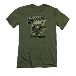 Superman Shirt Slim Fit Camo Colored Military Green T-Shirt