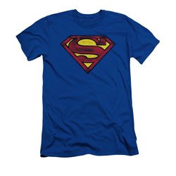 Superman Shirt Slim Fit Charcoal Shield Royal Blue T-Shirt