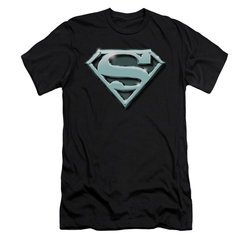 Superman Shirt Slim Fit Chrome Shield Black T-Shirt