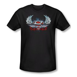 Superman Shirt Slim Fit Chrome Wings Black T-Shirt