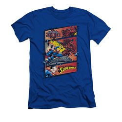 Superman Shirt Slim Fit Comic Strip Royal Blue T-Shirt