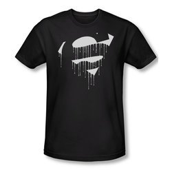 Superman Shirt Slim Fit Dripping Shield Black T-Shirt