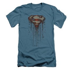 Superman Shirt Slim Fit Dripping Shield Slate T-Shirt