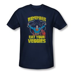 Superman Shirt Slim Fit Eat Veggies Navy T-Shirt