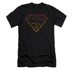 Superman Shirt Slim Fit Flame Outlined Black T-Shirt