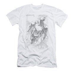 Superman Shirt Slim Fit Flying Sketch White T-Shirt