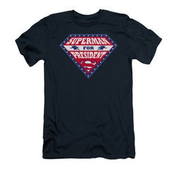 Superman Shirt Slim Fit For President Navy T-Shirt