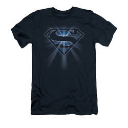 Superman Shirt Slim Fit Glowing Shield Navy T-Shirt