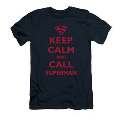 Superman Shirt Slim Fit Keep Calm Navy T-Shirt