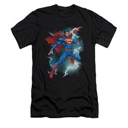 Superman Shirt Slim Fit Lightning Black T-Shirt