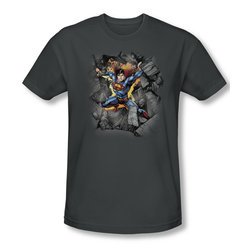 Superman Shirt Slim Fit Make A Hole Charcoal T-Shirt