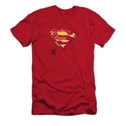 Superman Shirt Slim Fit Mech Shield Red T-Shirt