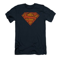 Superman Shirt Slim Fit Messy Shield Navy T-Shirt