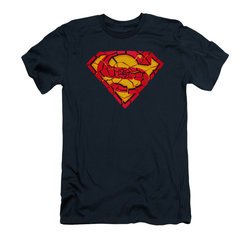 Superman Shirt Slim Fit Shattered Shield Navy T-Shirt