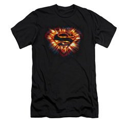 Superman Shirt Slim Fit Space Burst Shield Black T-Shirt