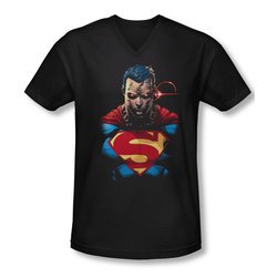 Superman Shirt Slim Fit V-Neck Angry Black T-Shirt