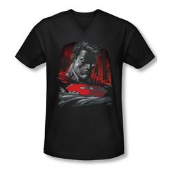 Superman Shirt Slim Fit V-Neck Bust Black T-Shirt