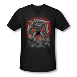 Superman Shirt Slim Fit V-Neck Doomsday Dust Black T-Shirt