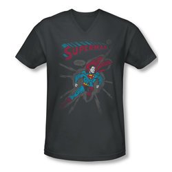 Superman Shirt Slim Fit V-Neck It Tickles Charcoal T-Shirt