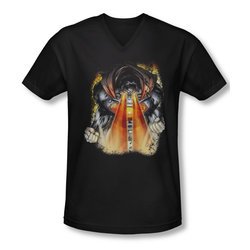 Superman Shirt Slim Fit V-Neck Laser Eyes Black T-Shirt