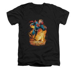 Superman Shirt Slim Fit V-Neck Space Case Black T-Shirt