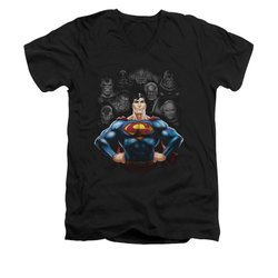 Superman Shirt Slim Fit V-Neck Villians Black T-Shirt