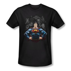 Superman Shirt Slim Fit Villians Black T-Shirt