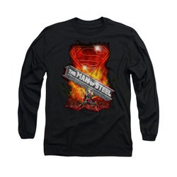 Superman Shirt Steel Girder Long Sleeve Black Tee T-Shirt