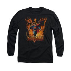 Superman Shirt Through The Fire Long Sleeve Black Tee T-Shirt