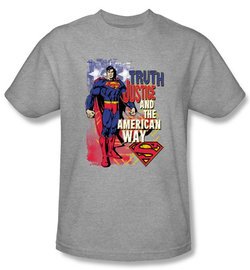 Superman T-Shirt Truth Justice Heather Gray Adult Tee Shirt