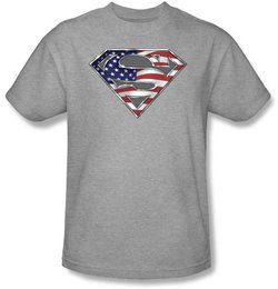 Superman T-shirt American Flag Shield Patriotic Superman Tee Shirt